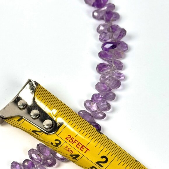 Vintage Natural Amethyst Beaded Necklace 16” Faceted Teardrop Gemstone Boho - Picture 11 of 13
